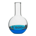 EGL0410FКолба для варки, плоское дно, узкое горло, с ободком, 500 мл, боросиликатное стекло