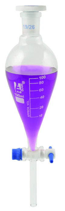 EGL0479A-GR Разделительная воронка, грушевидная форма - кран PTFE, пластиковая пробка, 50 мл
