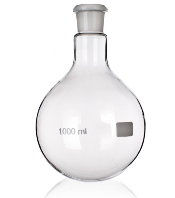 Колба для варки с шарниром 1000 мл, размер патрубка 24/29, круглое дно, сменный шарнир, одинарное горлышко, боросиликатное стекло