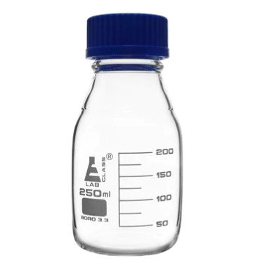 Банка для реактивов с синей крышкой (прозрачная) 250 мл