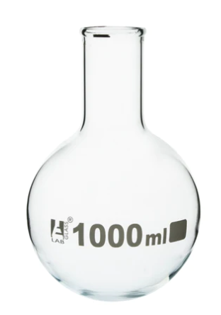 Колба для варки, 1000 мл, круглое дно, узкое горло, боросиликатное стекло / Flask Boiling 1000 ml, round bottom, narrow neck, borosilicate glass