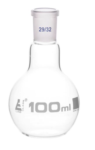 Колба для варки с шарниром, плоское дно, короткое горло, сменный шарнир, 100 мл, шлиф 29/32, боросиликатное стекло / Flask Boiling with joint, flat bottom, short neck, interchangeable joint 100 ml, socket size 29/32, borosilicate glass