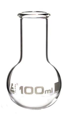 Колба для варки, плоское дно, широкое горло, с ободком, 100 мл / Flask Boiling Flat Bottom wide neck with rim 100 ml