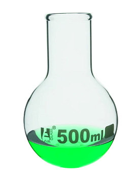Колба для варки, 500 мл, круглое дно, широкое горло, боросиликатное стекло / Flask Boiling 500 ml, round bottom, wide neck, borosilicate glass