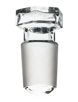 Пробка-шестигранная, боросиликатное стекло, пустотелая, конус под пробку - 24/29 / Stopper-Hexagonal, borosilicate glass, Hollow, Cone 24/29