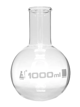 Колба для варки, 1000 мл, круглое дно, широкое горло, боросиликатное стекло / Flask Boiling 1000 ml, round bottom, wide neck, borosilicate glass
