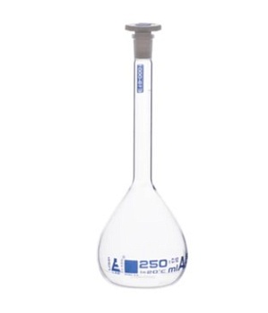 Колба Объемный класс «А», колпачок. 250 мл, размер розетки 14/23, боросиликатное стекло, синяя печать