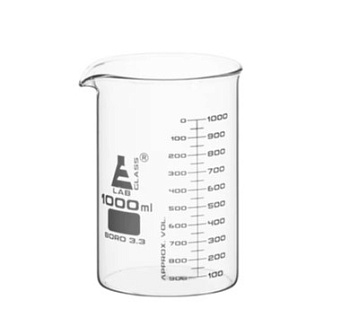 Стаканы - стеклянные - ASTM, низкие, с носиком из боросиликатного стекла, градуированные, 1000 мл