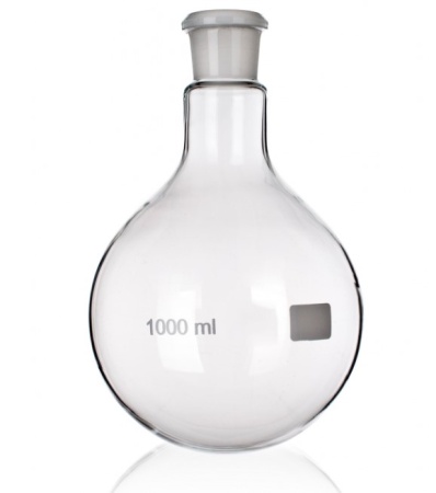 Колба для варки с шарниром 1000 мл, размер патрубка 24/29, круглое дно, сменный шарнир, одинарное горлышко, боросиликатное стекло