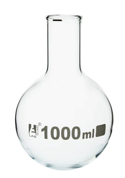 Колба для варки, 1000 мл, круглое дно, узкое горло, боросиликатное стекло / Flask Boiling 1000 ml, round bottom, narrow neck, borosilicate glass