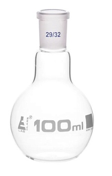 Колба для варки с шарниром, плоское дно, короткое горло, сменный шарнир, 100 мл, шлиф 29/32, боросиликатное стекло / Flask Boiling with joint, flat bottom, short neck, interchangeable joint 100 ml, socket size 29/32, borosilicate glass