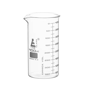 Стаканы - Стеклянные - высокая форма, с носиком из боросиликатного стекла, градуированные, 400 мл / Beakers - Glass - Tall Form, with spout made of borosilicate glass, graduated, 400 ml