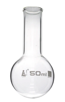 Колба для варки, 50 мл, круглое дно, узкое горло, боросиликатное стекло / Flask Boiling 50 ml, round bottom, narrow neck, borosilicate glass