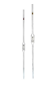 Пипетка класса «A», 3 мл, боросиликатное стекло, грушевидная форма с синей маркировкой / Pipette class 'A' 3 ml, Borosilicate glass, Blue Printing bulb form