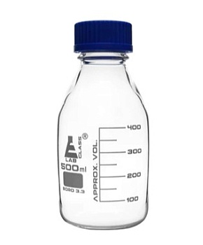 Банка для реактивов с синей крышкой (прозрачная) 500 мл