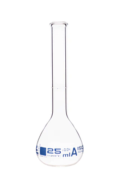 Мерная колба класса «А», 25 мл, боросиликатное стекло, с ободком, без пробки / Flask Volumetric class 'A', cap. 25 ml, borosilicate glass with rim without stopper