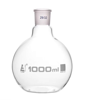 Колба для варки с шарниром, плоское дно, короткое горло, сменный шарнир, 1000 мл, шлиф 29/32, боросиликатное стекло / Flask Boiling with joint, flat bottom, short neck, interchangeable joint 1000 ml, socket size 29/32, borosilicate glass