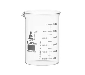 Стаканы - стеклянные - ASTM, низкие, с носиком из боросиликатного стекла, градуированные, 600 мл