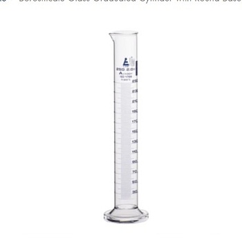 Цилиндр мерный градуированный, кап. 250мл., Класс A, круглая основа с носиком, боросиликатное стекло, синяя градация