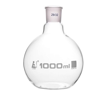 Колба для варки с шарниром, плоское дно, короткое горлышко, сменный шарнир 1000 мл, размер патрубка 29/32, боросиликатное стекло