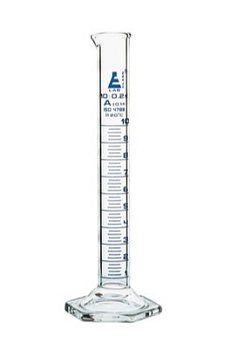 Мерный цилиндр - высокая форма - стеклянная основа - класс A - синяя шкала - 10 мл