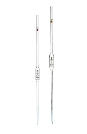 Пипетка класса «A», 1 мл, боросиликатное стекло, грушевидная форма с синей маркировкой, синяя / Pipette class 'A' 1 ml, Borosilicate glass, Blue Printing bulb form, Blue