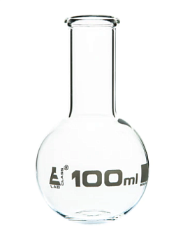 Колба для варки, плоское дно, узкое горло, с ободком, 100 мл, боросиликатное стекло / Flask Boiling - Florence, flat bottom, narrow neck with rim 100 ml, borosilicate glass