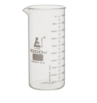 Стаканы - Стеклянные - ASTM, высокие, с носиком из боросиликатного стекла, градуированные, 1000 мл